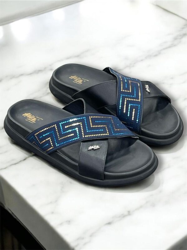Hitz Men's Blue Open Toe Cross Strap