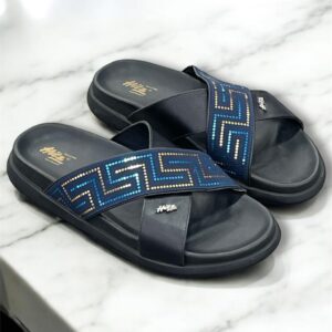 Hitz Men's Blue Open Toe Cross Strap