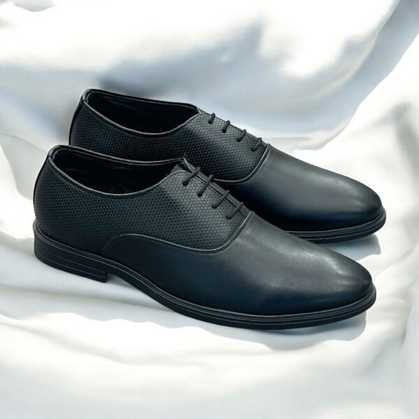 Mushroom Men's Black Leather Formal Lace-Up Shoes