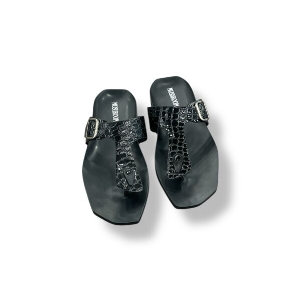 MUSHROOM Luxe Croco Buckle Flats - Black & Brown
