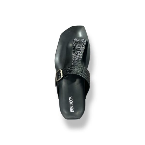 MUSHROOM Luxe Croco Buckle Flats - Black & Brown