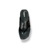 MUSHROOM Croco V-Strap Flats - Black & Brown