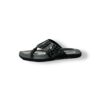 MUSHROOM Croco V-Strap Flats - Black & Brown