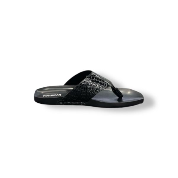 MUSHROOM Croco V-Strap Flats - Black & Brown