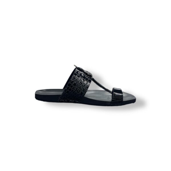 MUSHROOM Croco Kolhapuri Slippers - Black & BROWN