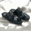 MUSHROOM Croco Kolhapuri Slippers - Black & BROWN