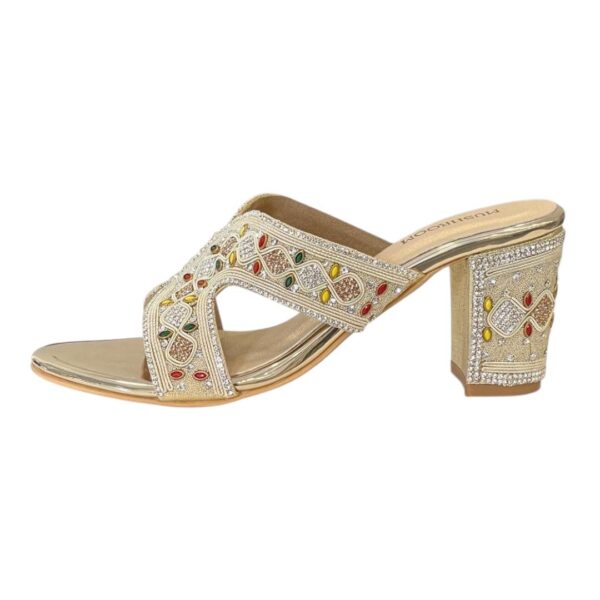 Mushroom Designer Block Heels - GOLD & ROSE GOLD