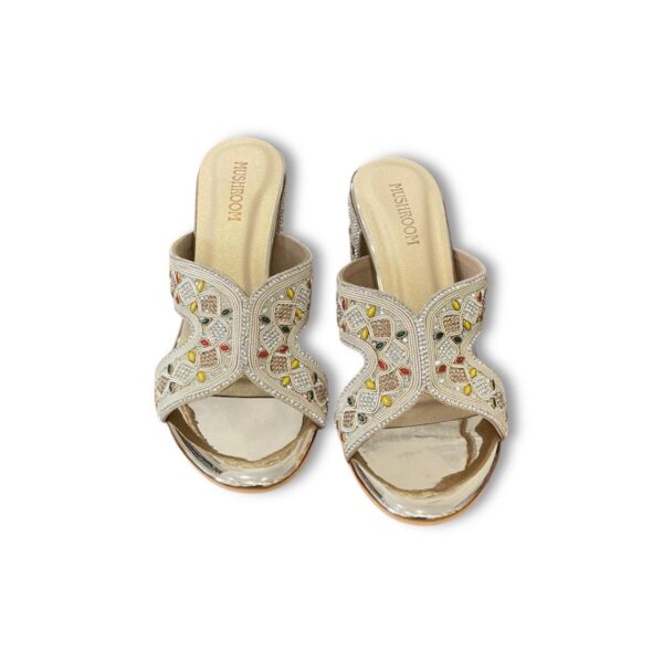 Mushroom Designer Block Heels - GOLD & ROSE GOLD