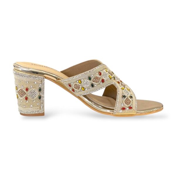 Mushroom Designer Block Heels - GOLD & ROSE GOLD