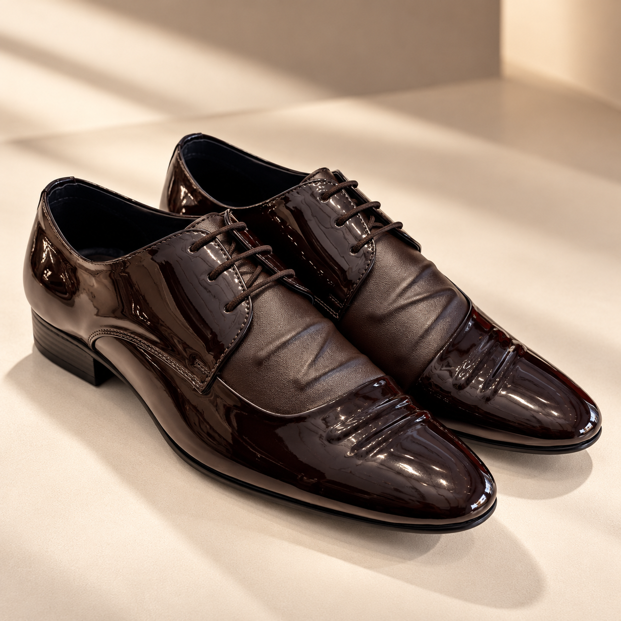 1cbe7892-3f8d-406a-a52b-446e24773cde MUSHROOM Men's Glossy Derby Shoes