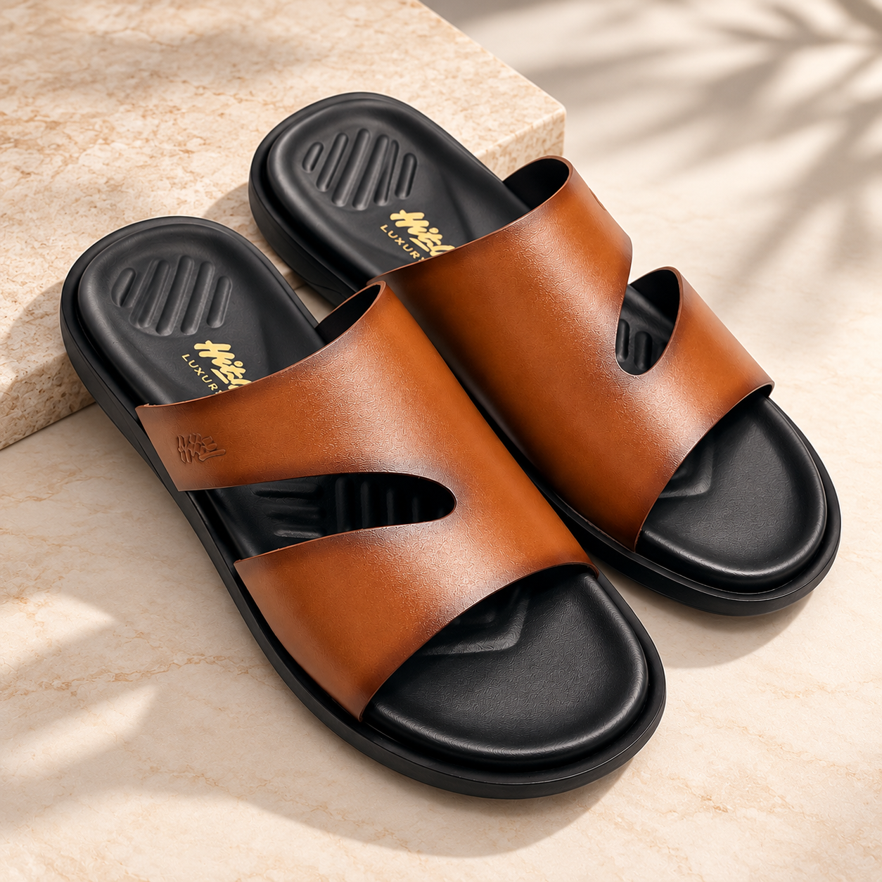 2b5aa01c-9a0f-45f0-8ee6-9132e340530c HITZ Men's Premium Dual-Strap Leather Slippers