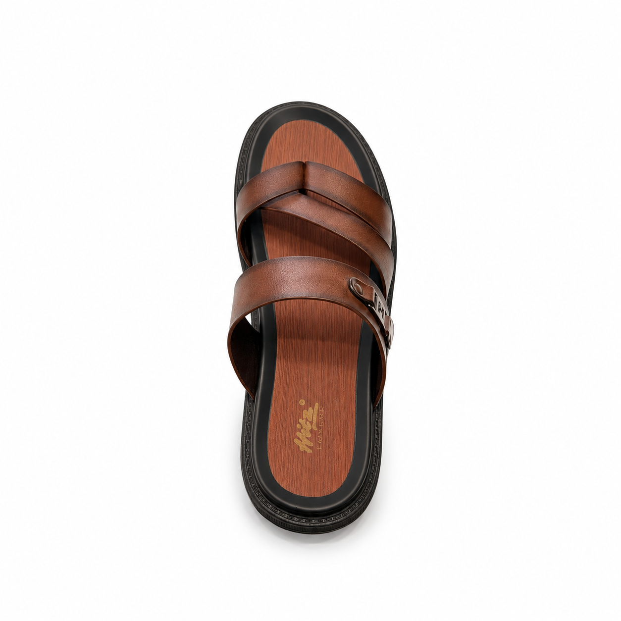 HITZ Men’s Premium Leather Cross Strap Slippers