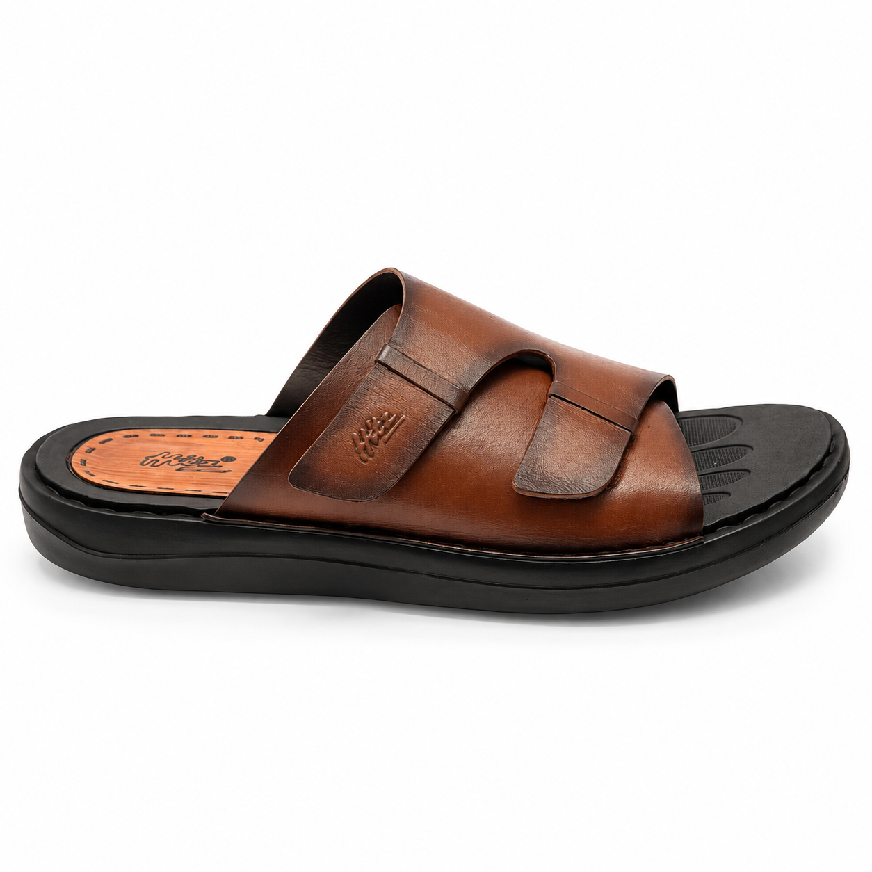 HITZ Premium Men’s Dark Brown Leather Cross-Strap Slides