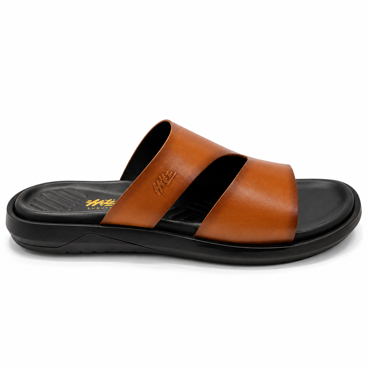 HITZ Men's Premium Dual-Strap Leather Slippers