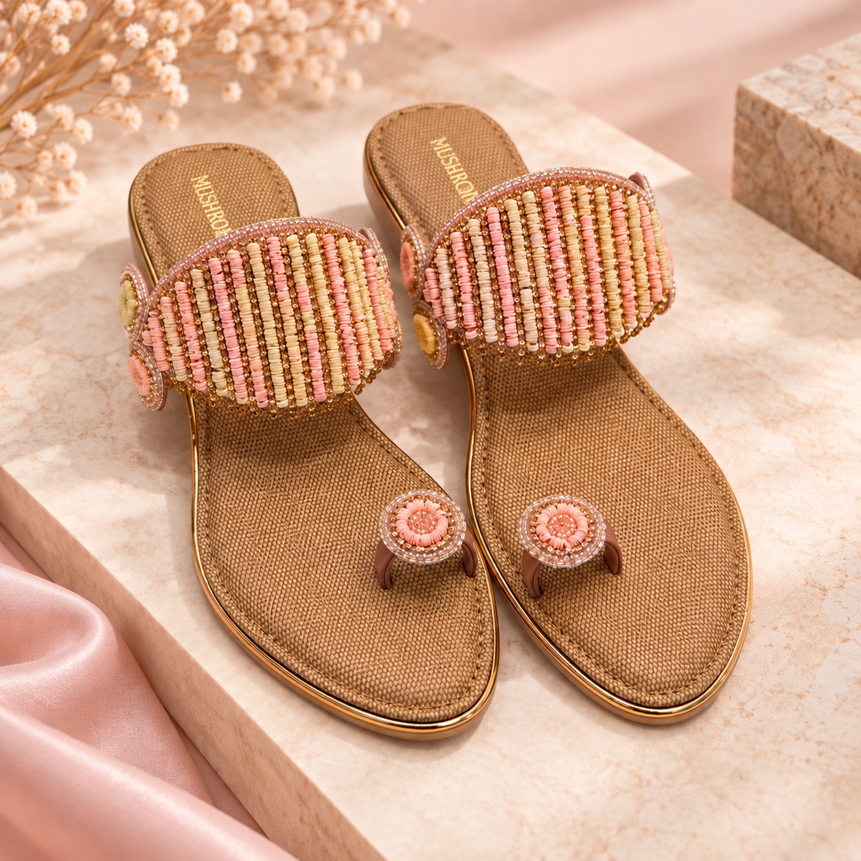 MUSHROOM Women's Beaded Toe-Ring Ethnic Sandal
