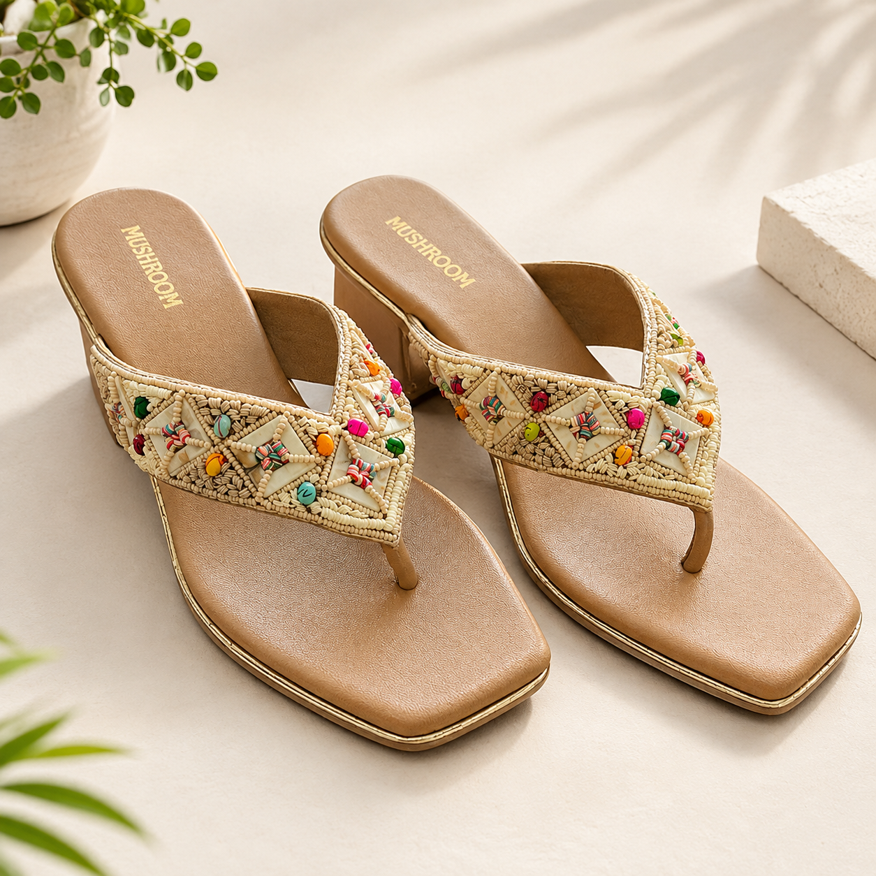Embellished Block-Heel Sandals
