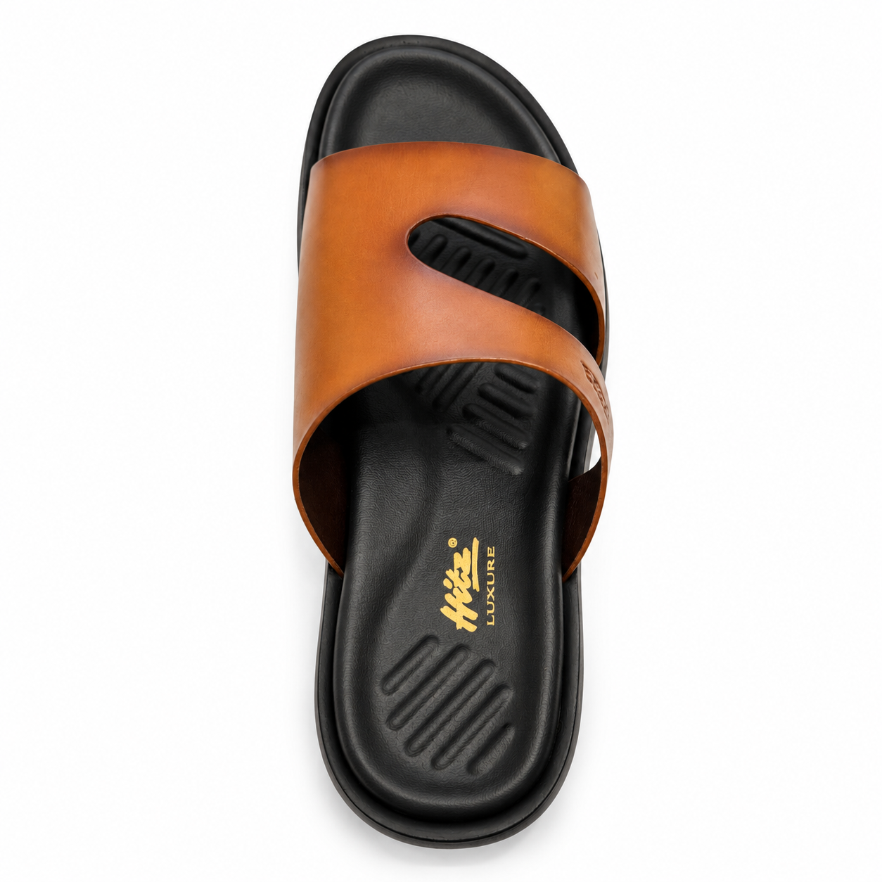 HITZ Men's Premium Dual-Strap Leather Slippers