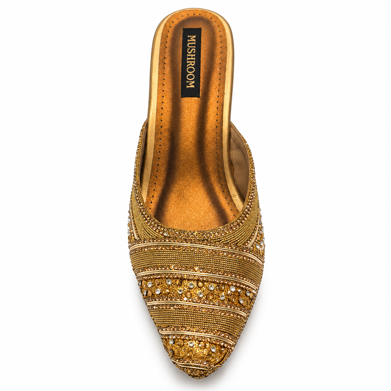 MUSHROOM Women’s Embellished Block Heel Mules