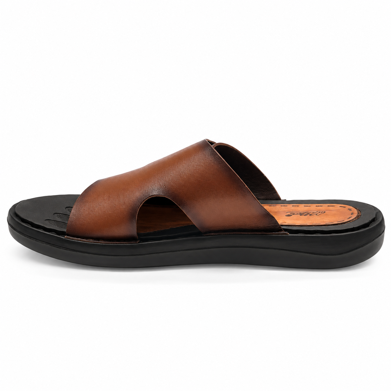 HITZ Premium Men’s Dark Brown Leather Cross-Strap Slides