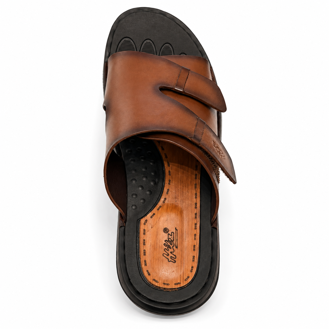 HITZ Premium Men’s Dark Brown Leather Cross-Strap Slides