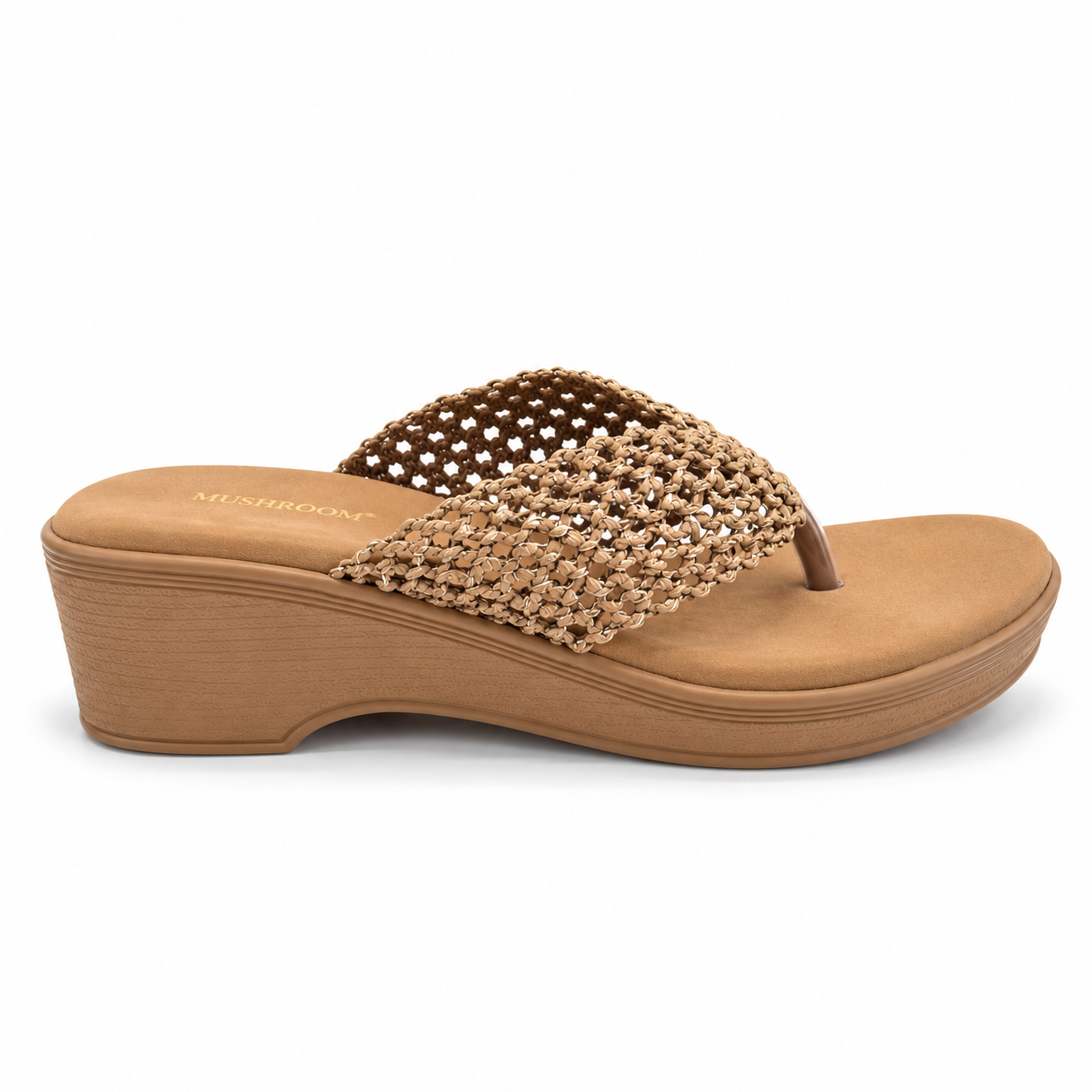 MUSHROOM Women's Netted V-Belt Sandals