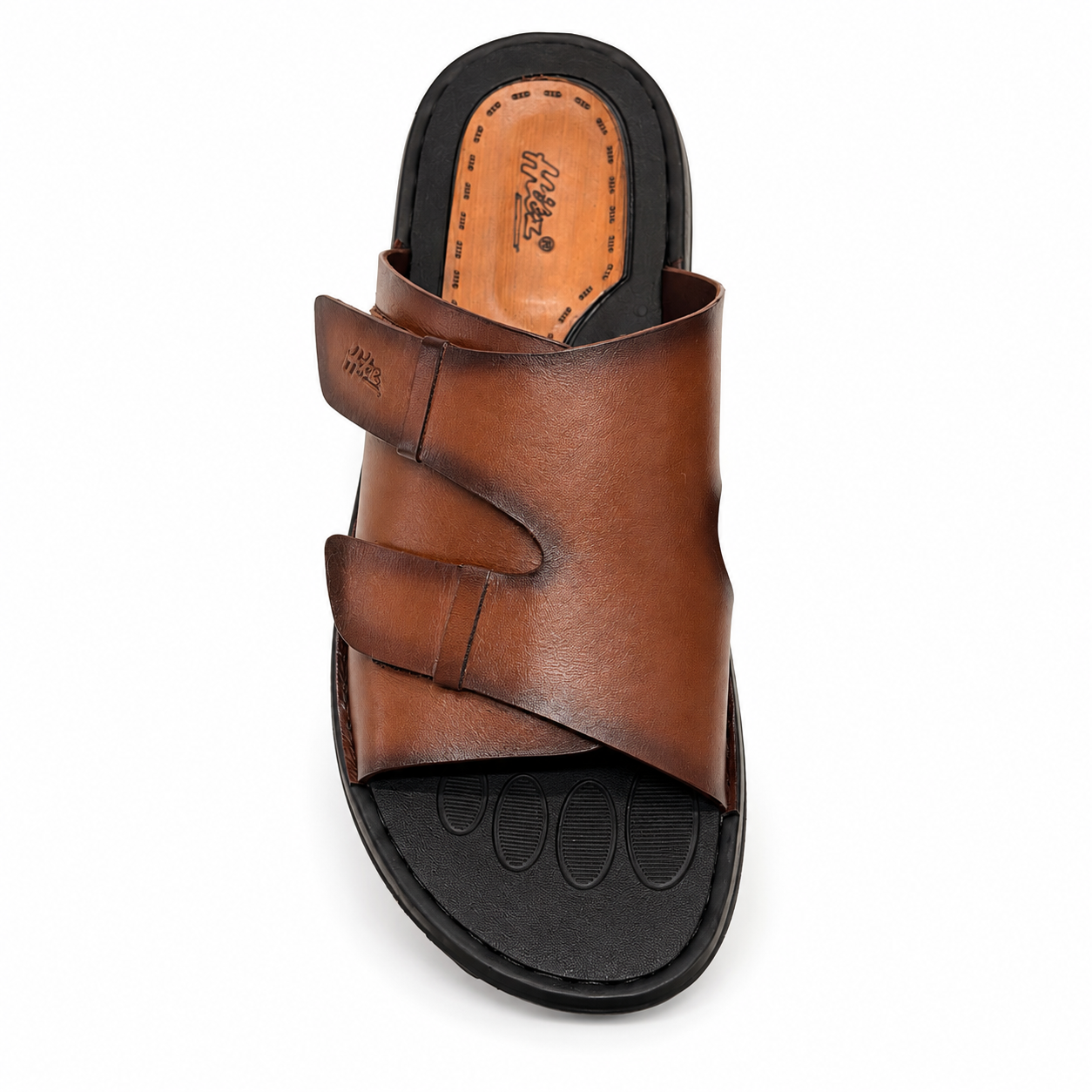 HITZ Premium Men’s Dark Brown Leather Cross-Strap Slides