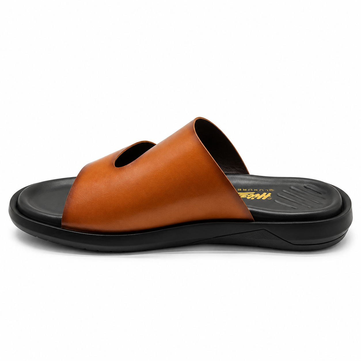 HITZ Men's Premium Dual-Strap Leather Slippers