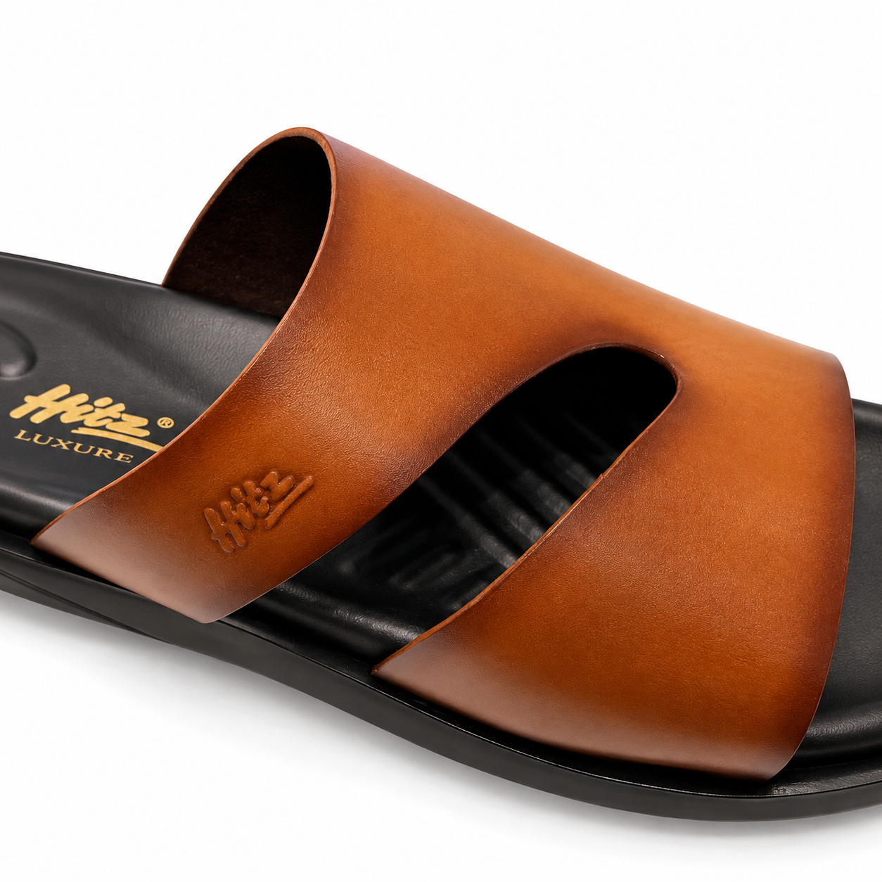 HITZ Men's Premium Dual-Strap Leather Slippers