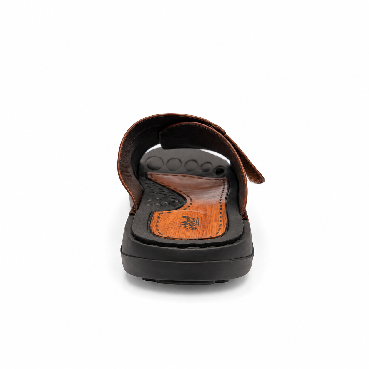 HITZ Premium Men’s Dark Brown Leather Cross-Strap Slides