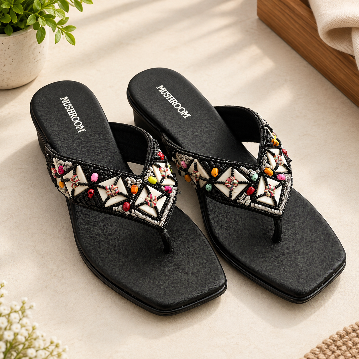Embellished Block-Heel Sandals