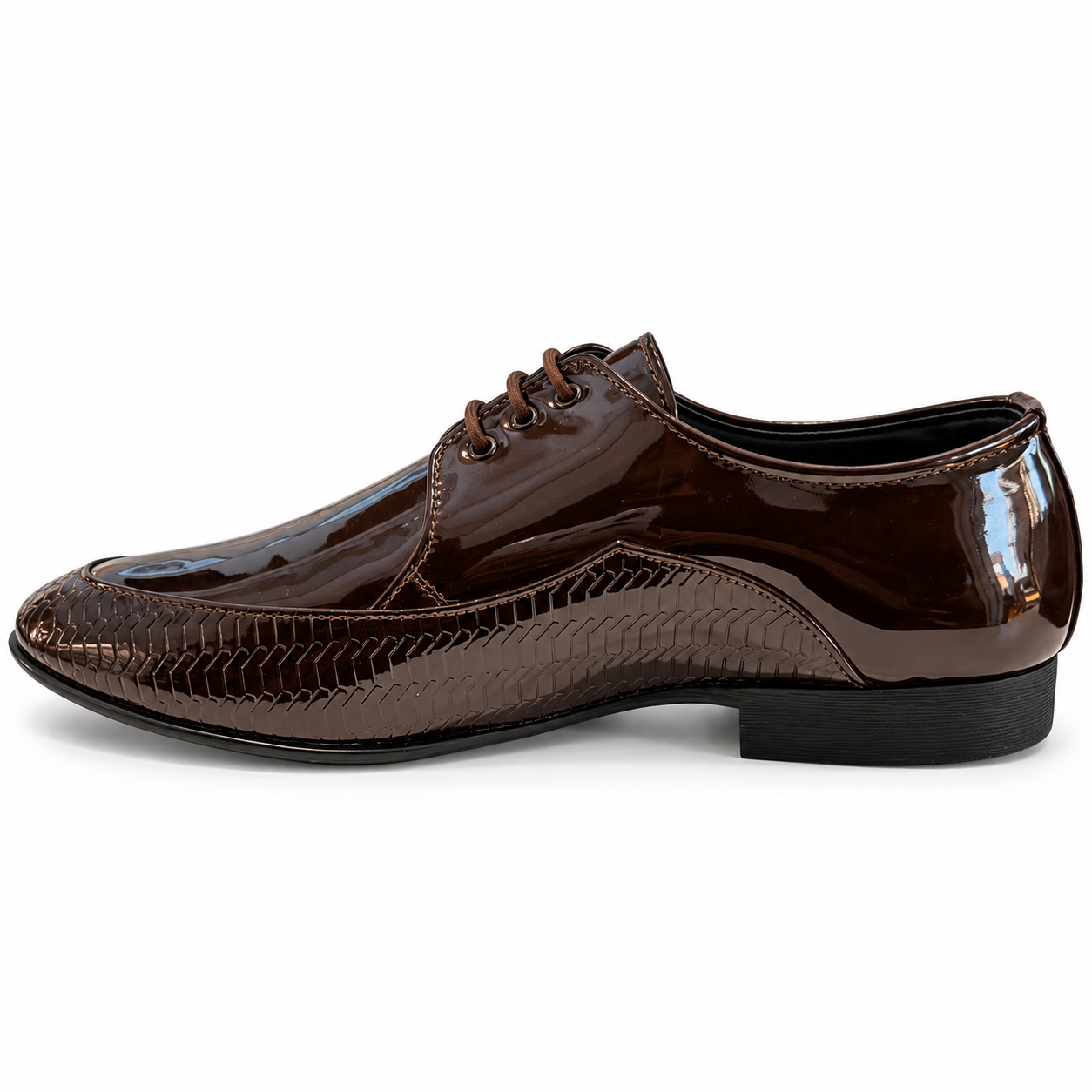 MUSHROOM Men’s Glossy Derby Shoes