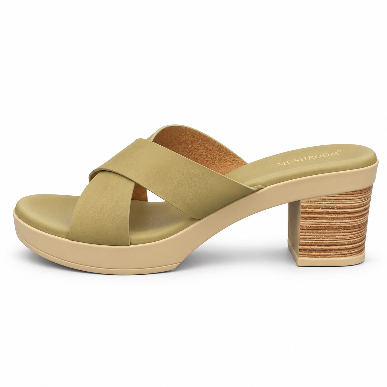 MUSHROOM Women's Cross-Strap Block Heels