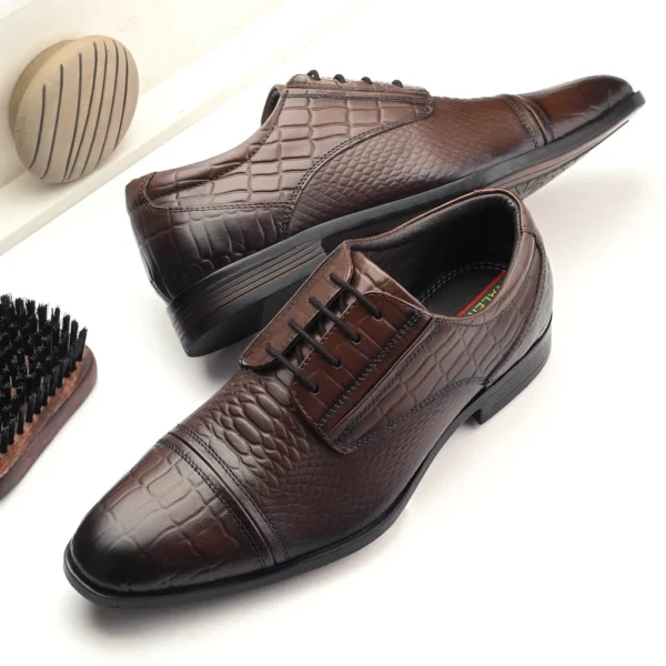 Men Premium Leather Lace-Up Formal Derby Shoes