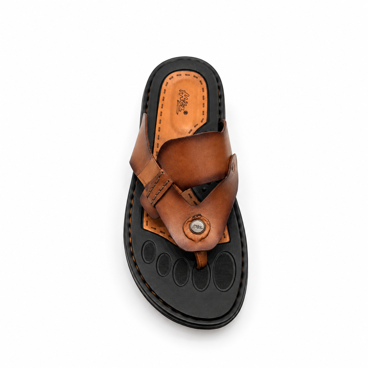 HITZ Men’s Premium Tan Brown Leather Toe-Ring Sandals