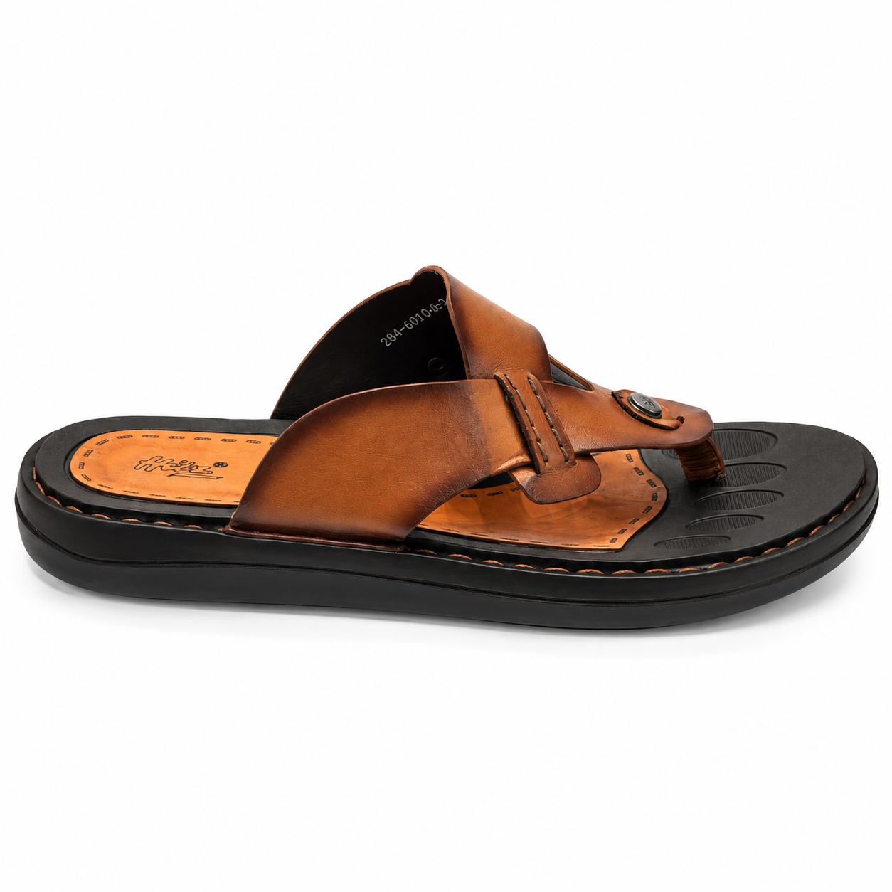 HITZ Men’s Premium Tan Brown Leather Toe-Ring Sandals