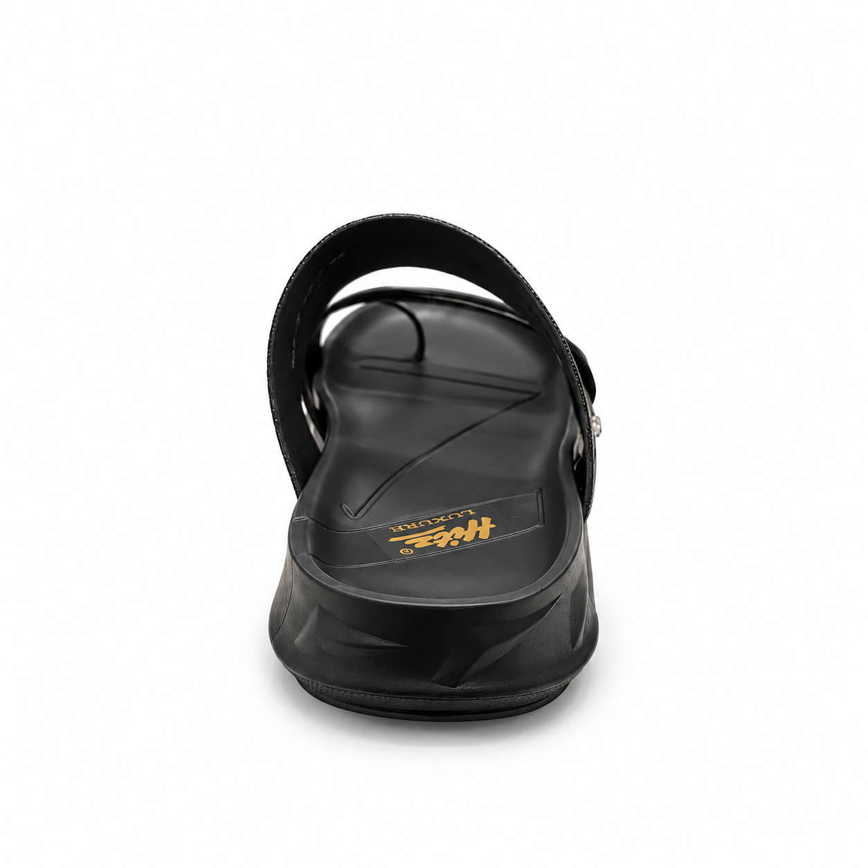 HITZ Premium Men’s Black Textured Strap Comfort Slides