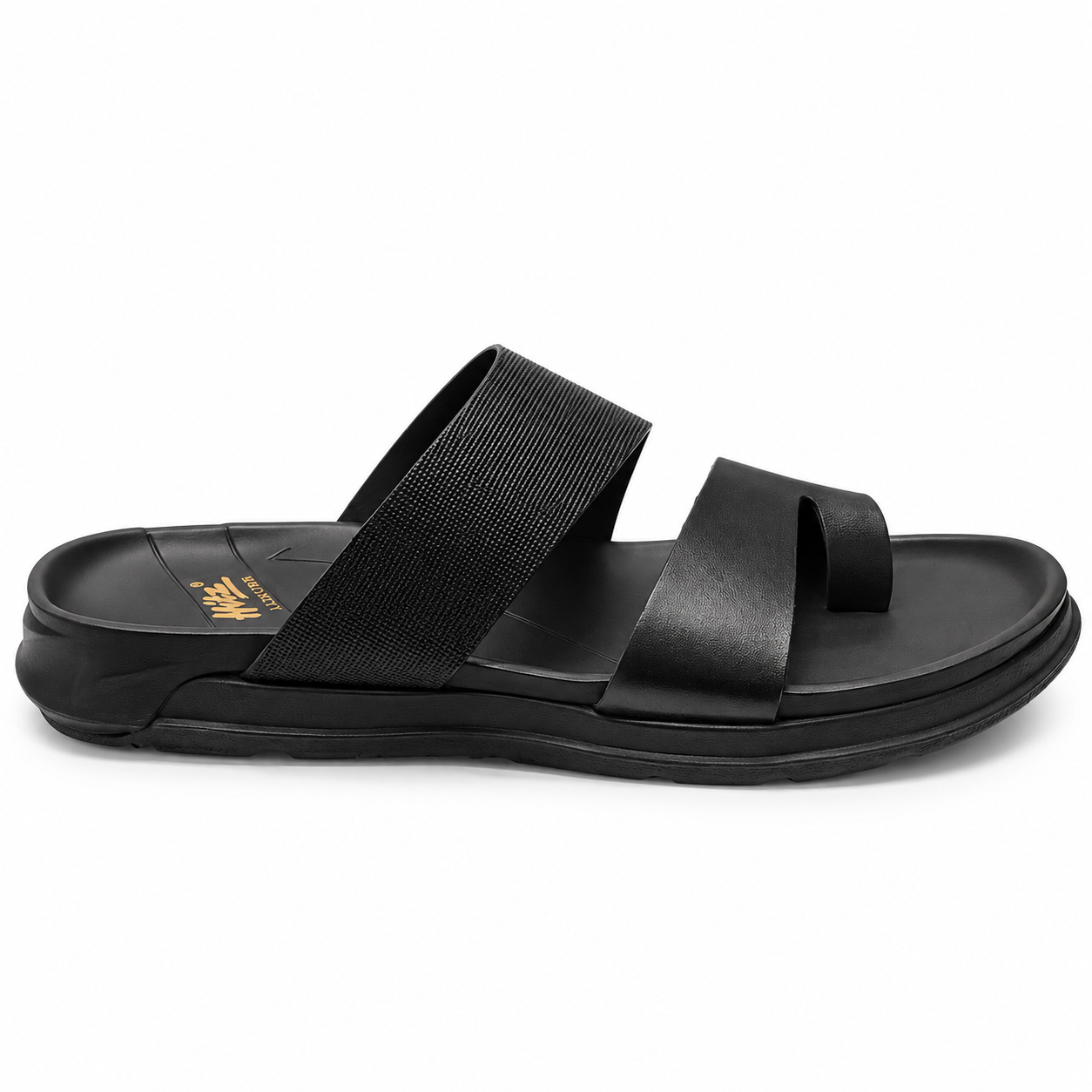HITZ Premium Men’s Black Textured Strap Comfort Slides