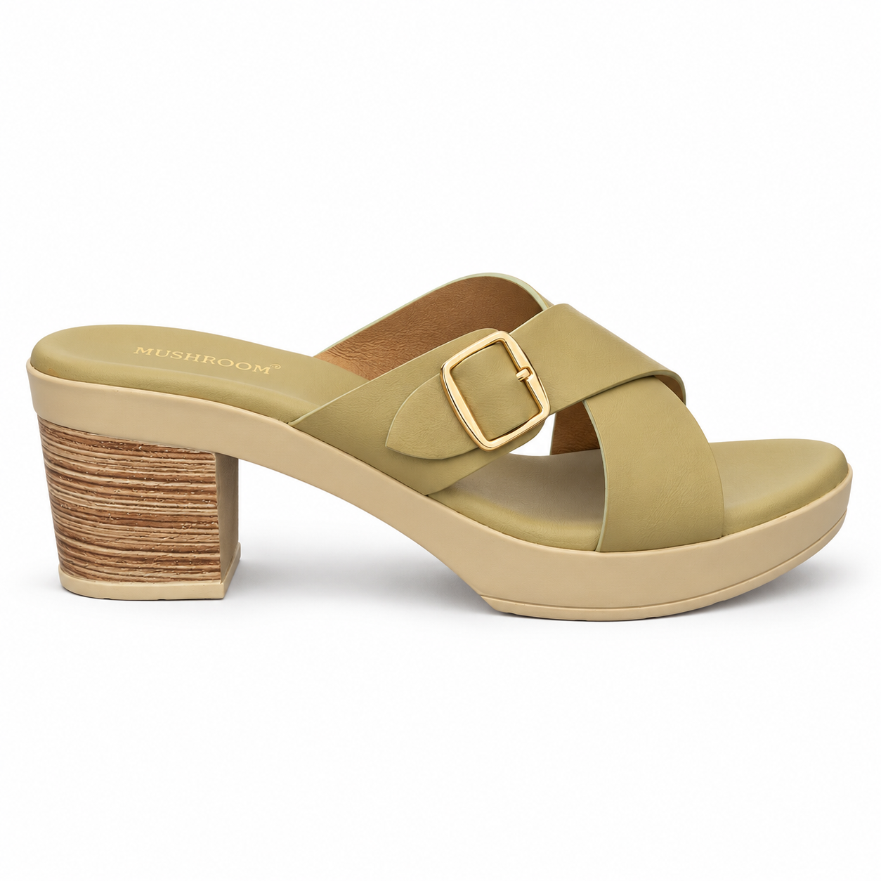 MUSHROOM Women's Cross-Strap Block Heels