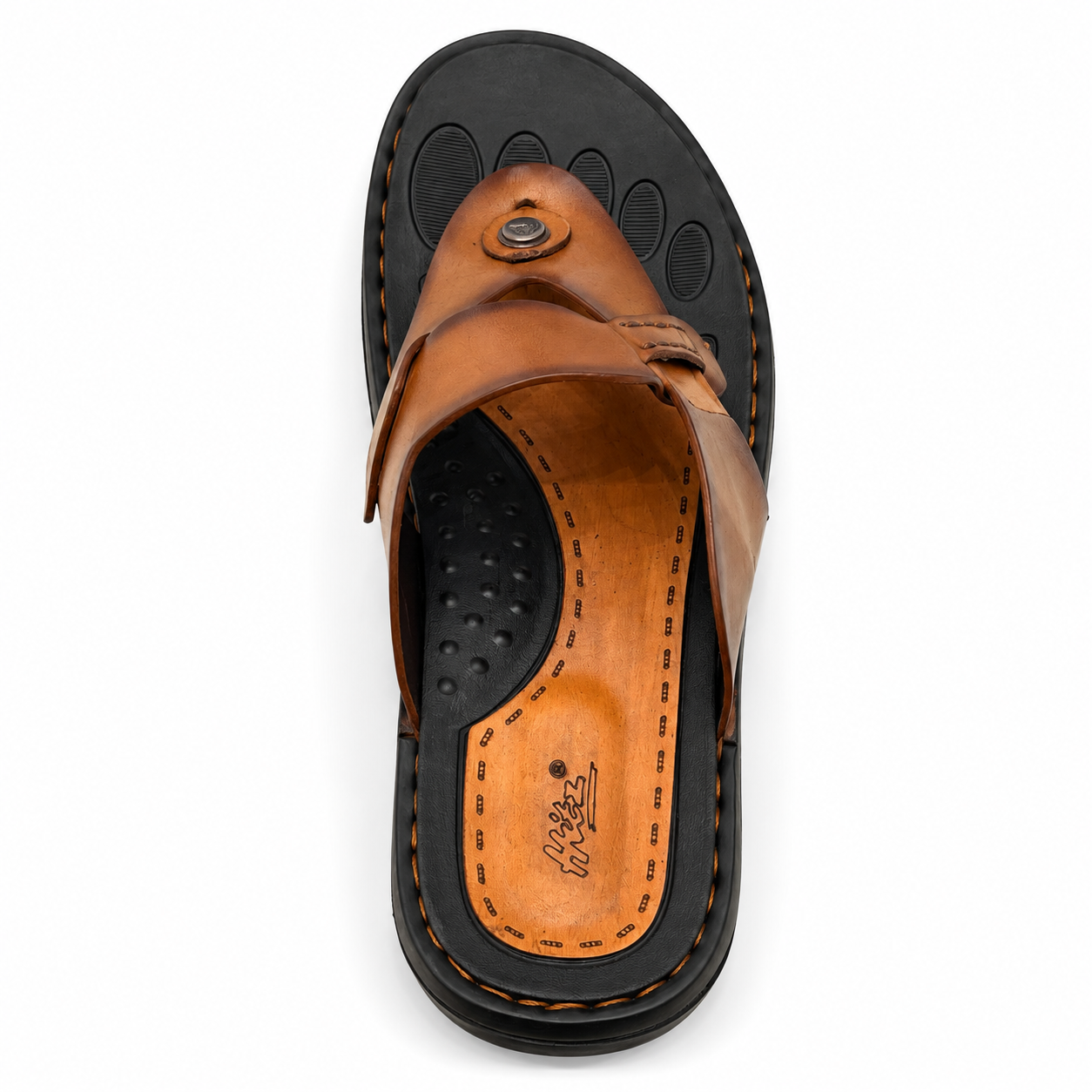 HITZ Men’s Premium Tan Brown Leather Toe-Ring Sandals