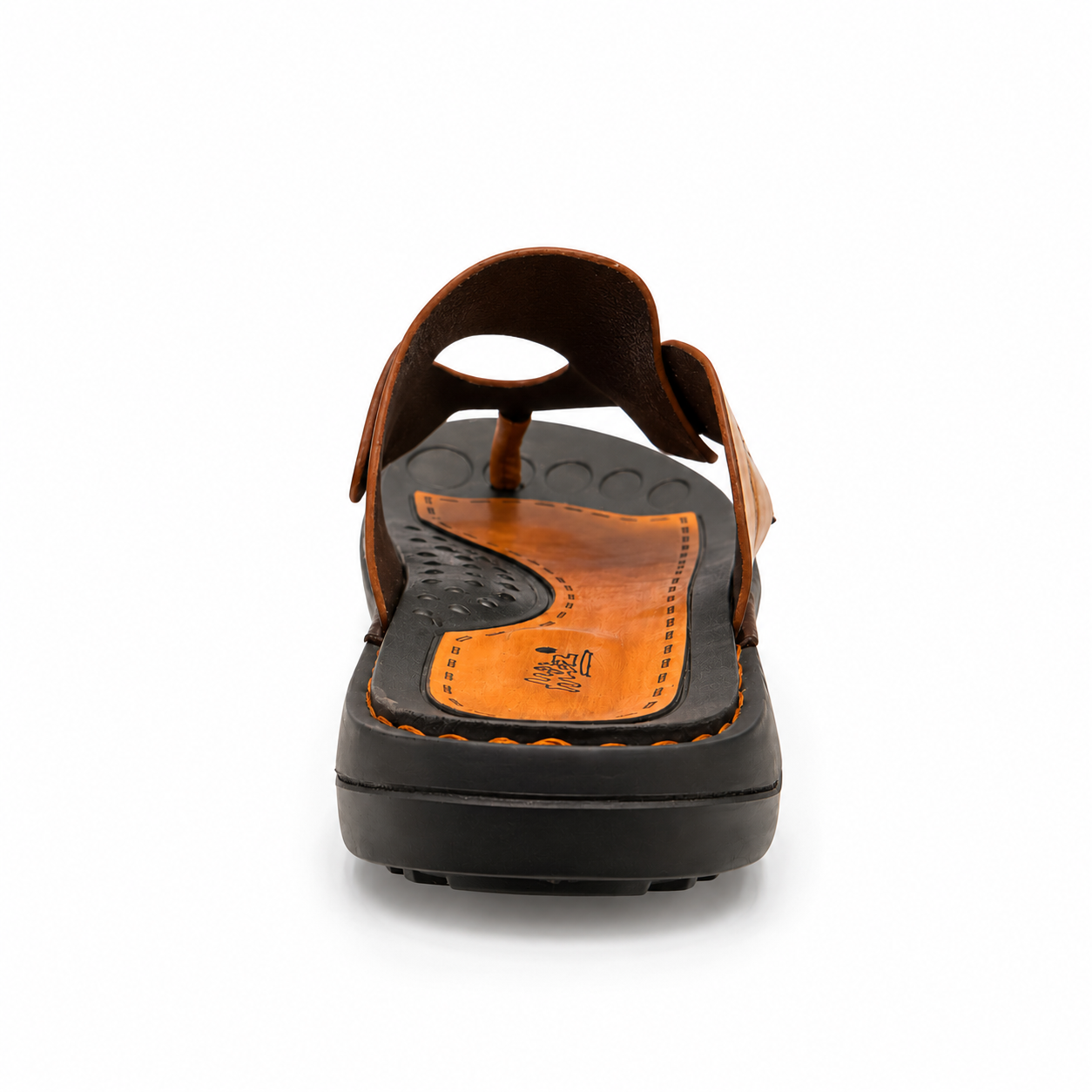 HITZ Men’s Premium Tan Brown Leather Toe-Ring Sandals